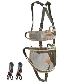 Qiullen Tree Saddle Hunting Kit Lightweight Tree Climbing Saddle Adjustable Treestand Accessory for Hunting with 2 Climbing Rope Grabber and Carabiners Removable Padded Seat Basic Saddle Hunting Gear