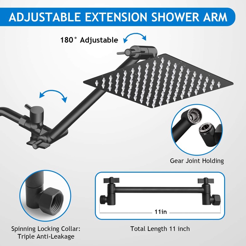 Shower Head Combo, 8 Inch High Pressure Rain with 11