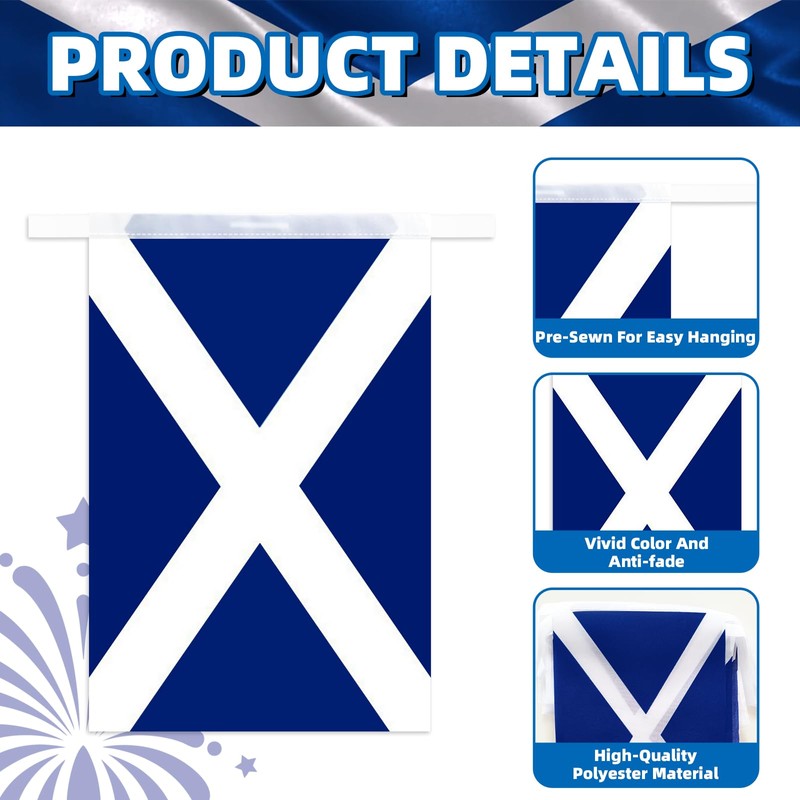 32.8 ft Scotland Flag Banner, 30 Pcs Mini Scottish Country