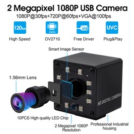 Svpro 1080P Night Vision USB Camera CMOS OV2710 IR LED Infrared Webcam HD Surveillance Camera with 1.56 mm Fisheye Lens for Android Windows Linux Mac OpenCV