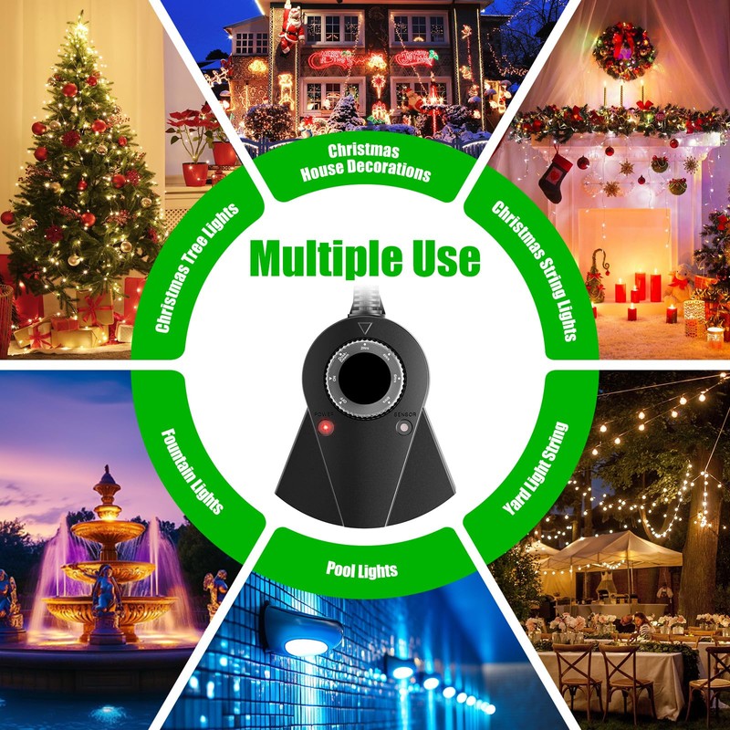 Outdoor Light Timer Waterproof, 24 Hours Plug in Timer with