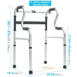 Morimoe Folding Walker with Wheels,Stand-Up Aid,Portable,Lightweight,Aluminum Alloy