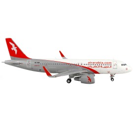 DCD Airbus A320 Commercial Aircraft by GeminiJets 1/400 Diecast Model White Gray with Red Tail 'Air Arabia' Logo for Display