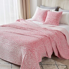 FY FIBER HOUSE Pink Throw Blanket Leopard Print Blanket Flannel Fleece Cheetah Print Cute Plush Throw for Couch, 50"X60"