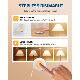 DEWENWILS 2 Pack Touch Dimmer Switch, Plug and Play Lamp Touch Control Pad, Touch Lamp Switch, Dimmable LED/CFL Lights, and Incandescent Bulbs, Dimmer Extension Cord, ETL Listed, White