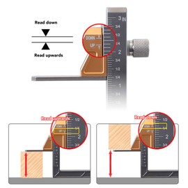 Woodworking Height Gauge, Metric Adjustable Depth Gauge, Aluminum Alloy Height Measurement Tool, Woodworking Tool Setting Setup Blocks for Table Saw, Router, Drill Press