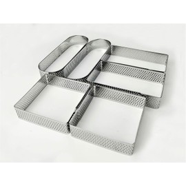 NewlineNY Stainless Steel 6 Pcs Perforated Oval Rectugular Square Tart Rings Molding Plating, Set of 6: 2 of Each (13cm x 4cm) + (10cm x 5.5cm) + (7cm Square) x (2cm H)