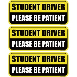 GEEKBEAR Student Driver Car Magnet - Colorful, Reflective, Weather-Resistant - Rectangular 8.7 x 3.5 in (Yellow/Black, 3 Pack)