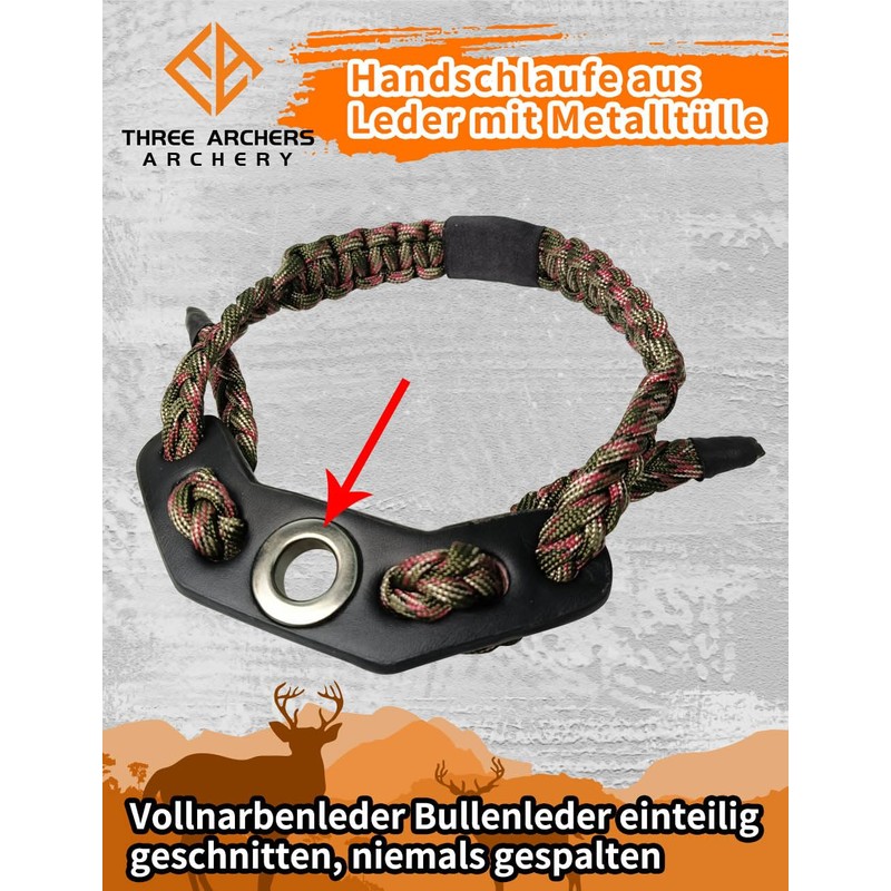 THREE ARCHERS Bow Sling Archery Wrist Sling Adjustable Wrist Strap