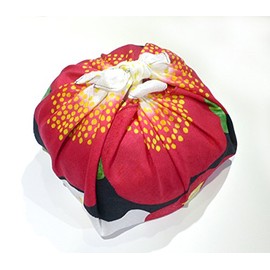 Sanyo Shoji AMB-03B Cotton Small Furoshiki Camellia, Black