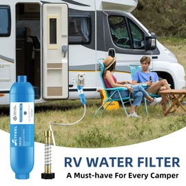 RV Inline Hose Water Filter, NSF Certified Camper Water Filter with Flexible Hose Protectors For RV Garden, Camping Essentials For Reduces Chlorine, Bad Taste, Odor In Drinking Water, 3 Pack SETFEEL