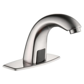 Touchless Bathroom Sink Faucet Automatic Motion Sensor Hands Free Faucet with Hole Cover Plate Water Valve,Commercial Solid Brass Faucet,1 Hole or 3 Hole,Brushed Nickel