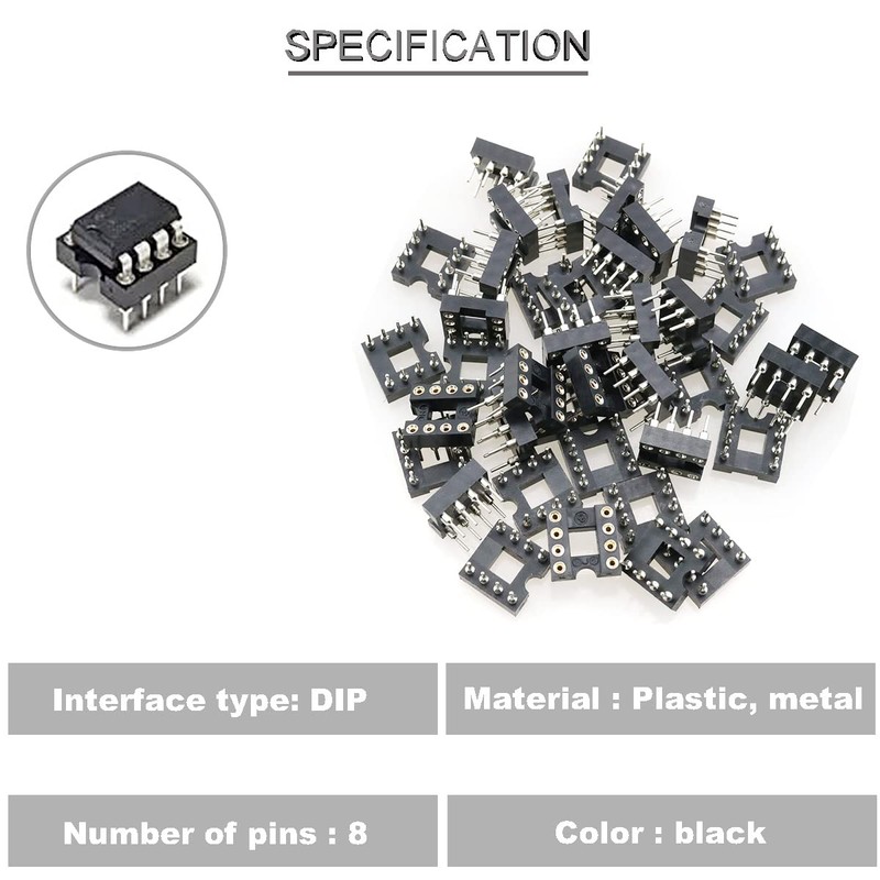 Youmile 50pcs DIP IC Socket Round 2.54mm Spacing 8 Pin