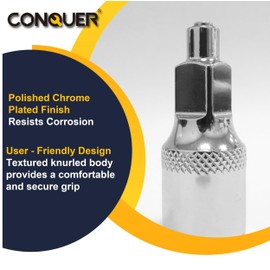 CONQUER 3 Pcs Magnetic Socket Extension Bar 1/4" 3/8" & 1/2" Drive - Adapters Feature Magnetic Tip for Keep Screws