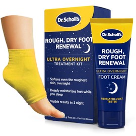 Dr. Scholls Rough, Dry Foot Renewal Ultra - Tratamiento nocturno con crema para pies durante la noche, 3 onzas con aloe, aceite de coco y urea y...   