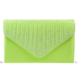 fi9® LADIES DIAMANTE BLING PARTY PROM BRIDAL EVENING CLUTCH HAND BAG PURSE HANDBAG (Lime Green)
