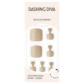 Dashing Diva Magic Press Pedi Tip Set, Cream Beige, 3 Pieces / 데싱디바 매직프레스 페디팁 세트, 크림베이지, 3개