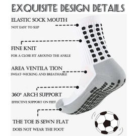 2 Set Soccer Grip Socks,Shin Guard Sleeves for Football Basketball for Men and Women One Size (2 Set (Black+White))
