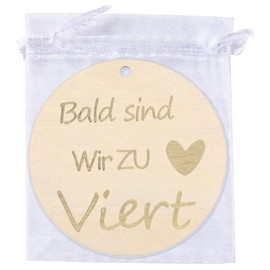 Wooden Plaque Pregnancy Announcement "Bald sind wir zu Dritt - Bald sind wir zu Fourt" – Bald sind wir zu Fifth – Photo Shooting Baby Announcement; Wooden Sign (to 4)