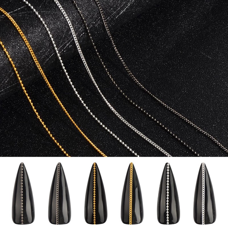 6 Strips Nail Chains for Nail Art 3D Metal Nail