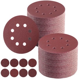 100pcs 125mm Sanding Discs, 5 Inch 8 Hole Hook and Loop Sanding Pads for Random Orbital Sanders Discs (40/60/80/120/180/240/320/400 Mixed Grit) for Wood, Metal, Plastic
