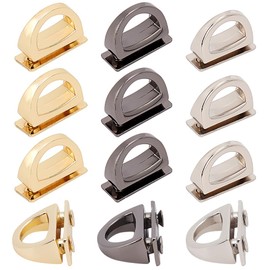 WADORN 12pcs Metal D-Ring Bag Connector, Multi-Purpose Bag Chain Link Clip Buckles Purse Suspension Clasps Strap Lanyard Hooks Hardware for Thinner Leathers DIY Leather Craft Bag Belts Making