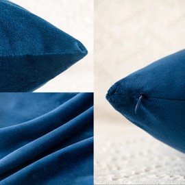 BAKUMON, 2 Pack 18x18 Velvet Pillow Covers Decorative Throw Cushion Cases Throw Pillow Covers Square Set for Couch Sofas Living Room Outdoors-Blue