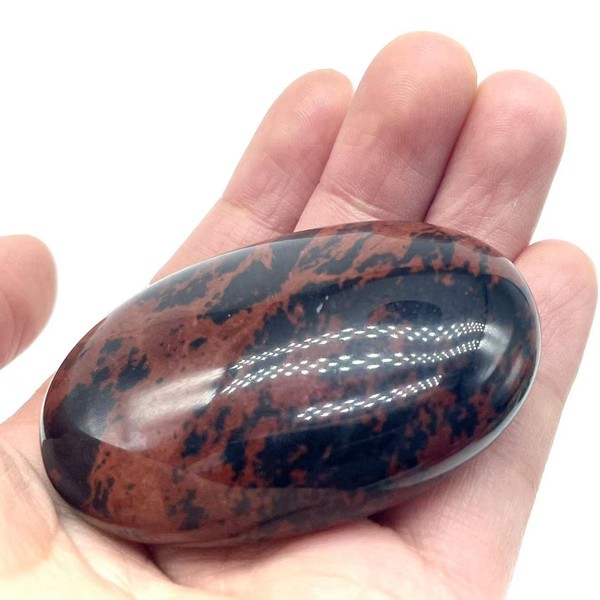 Truewon Natural Healing Crystal Chakra Reiki Polished Love Oval Pocket Worry Stone Crystals for Anxiety Stress Relief Therapy (Red Obsidian)