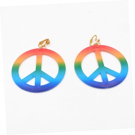 VALICLUD 1 Pair Geometric Earrings Petite Peace Sign Pendant Jewellery Peace Sign Clip Earrings Pearl Red Prom Peace Sign Clip Earrings Hippie Earrings Accessories Gold Costume, Plastic, No Gemstone