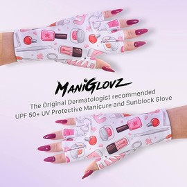ManiGlovz - The Original UPF 50+ UV/LED Protective Gloves for Gel Manicures, Sun Protection Fingerless Gloves-Shield Skin from The Sun and Nail Lamp-Kaleidoscope Print