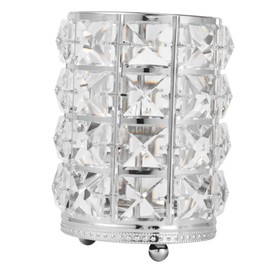 BIUDECO Large Silver Crystal Cosmetics Brush Holder Hollow Lace Design Makeup Tools Organizer for Home Store Durable Easy to Clean Keeps Your Space Tidy