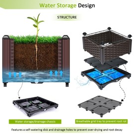 TDDSS Large Planters for Outdoor Plants pots Elevated Garden Boxes Raised Garden Bed Garden Patio Balcony Deck to Planting Flowers Vegetables Tomato and Herbs