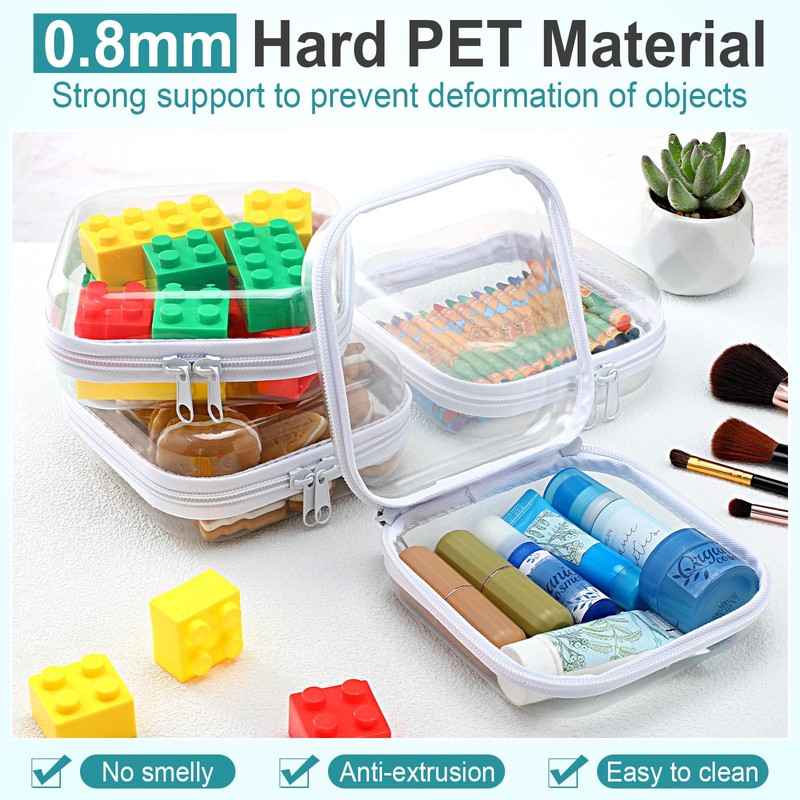 Qiyaz 15 Pcs Clear Hard Shell Zipper Case Plastic Bins