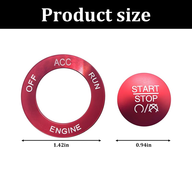 FALVFUN Car Push Start Button Cover, Aluminum Ignition Button Trim