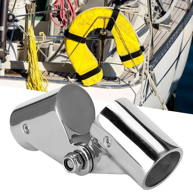 2Pcs Stainless Steel Folding Rotatable Connector Marine Boat Rail Tube