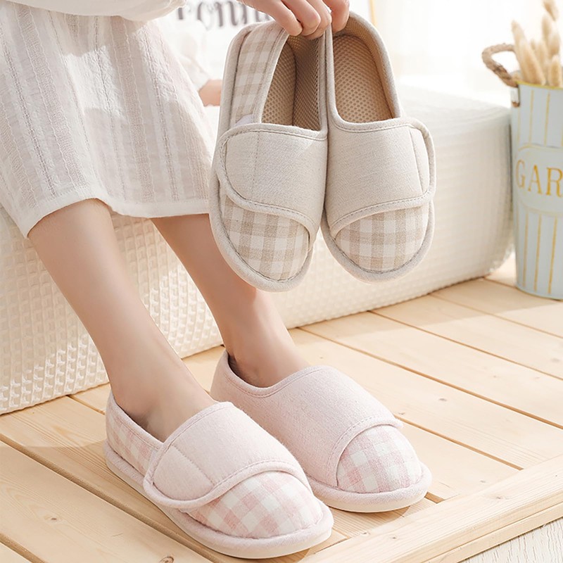 Women’s Extra Wide Easy Closure Jewel Slippers for Seniors, Elderly,