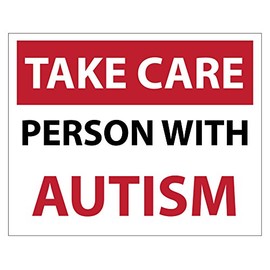 TAKE CARE - PERSON WITH AUTISM UPC0889 EMERGENCY SAFETY CAN VAN STATIC CLING STICKER UPC088 150mm by 120mm