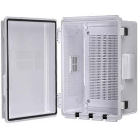 ANIMACYN Electrical Junction Box, Ventilated Design, Cable Grommets, Indoor/Outdoor Use with Mounting Panel & Hinged Cover. Waterproof IP 65. (Grey Cover, 11.8"x7.9"x5.1")