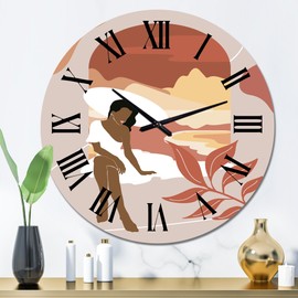 Designart 'Empowered Cosmic Women Geometric Goddess Series Black and Red XIII' - 36 in. high, 36 In. Wide