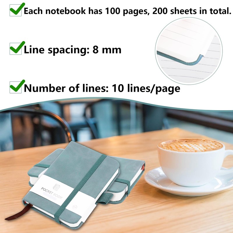 AIMEKE Pack of 2 Notebook A7, Pocket Mini Notepad, Small