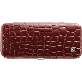 ZWILLING Manicure Set Pedicure Kit Stainless Steel Cowhide Leather Crocodile Edition 5 Pieces Red