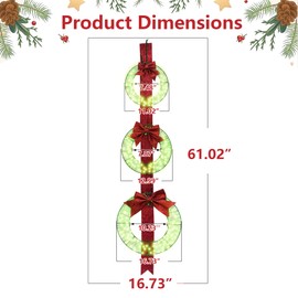AWQM 61'' Christmas Wreath Decoration, 300 LED Holiday Decor for Home, Christmas Wreath with Lights, Decor Wreath Party Decor for Indoor/Outdoor Front Door Window Wall - Green Light