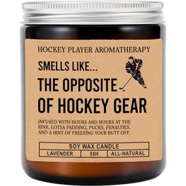 FundingCharlee Smells Like Opposite of Hockey Gear Candle - Funny Candle Gift Hockey Player - Sports Love Candle - Coach Gifts - Hockey Player Candle - Lavender Scented Candles - Soy Wax Candle, 8oz