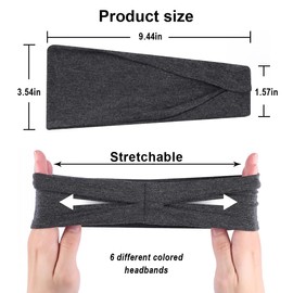 Aililong Women's 6 Sports Headbands Set, Soft Cotton, Moisture Wicking, Non-Slip, for Yoga, Running, Fitness, Women