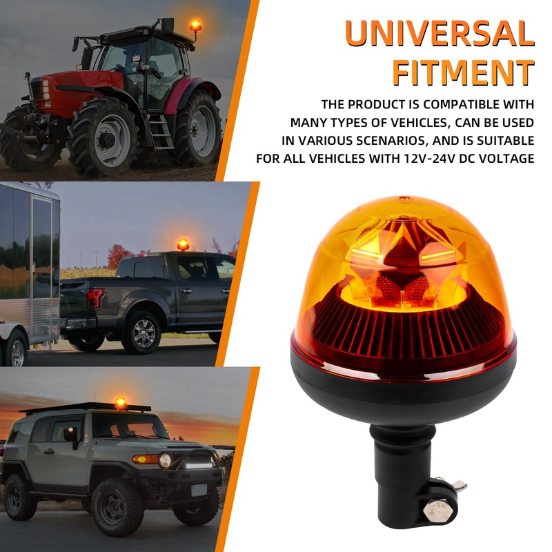 Qiping LED Beacon, 12 V/24 V Car Warning Light, Orange