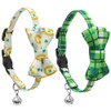 HKYLRAT 2 Pack St. Patrick Day Cat Collar with Bow
