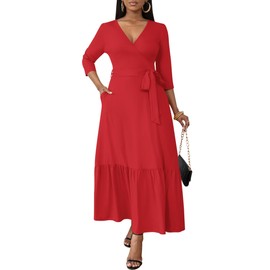 FANDEE Cotton Dresses for Women Casual Summer Cute Dresses Tea Party Dress Red Dress for Women Elegant