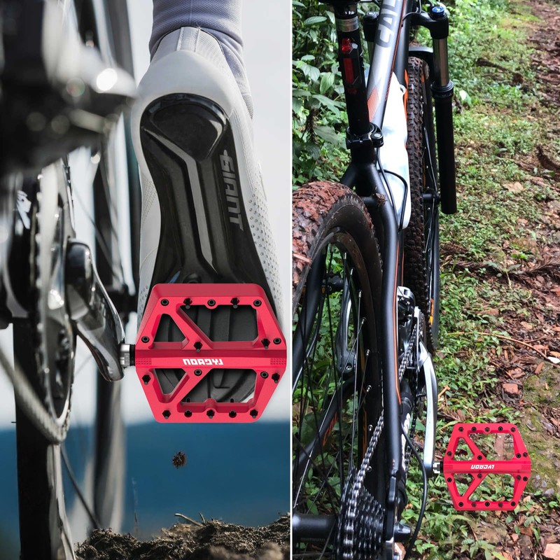 LYCAON Bike Pedals - Mountain Cycling Non-Slip Bicycle MTB Pedal,