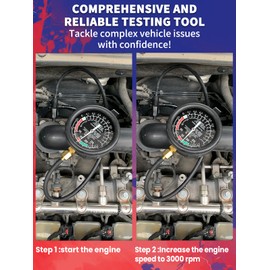 Punmew Vacuum Gauge Automotive Professional Vacuum Tester Fuel Pressure Tester Kit Automotive Vacuum Gauge