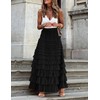 Flygo Women's Long Maxi Tulle Skirts A Line Ruffle High